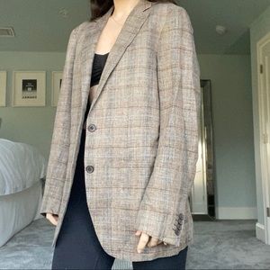 Suit Supply Brown Silk Linen Wool Blazer